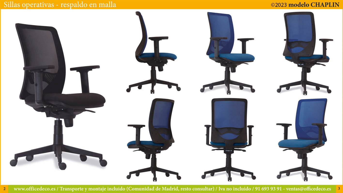 Silla de Oficina LACERTA, Respaldo Ajustable - SillasOficina